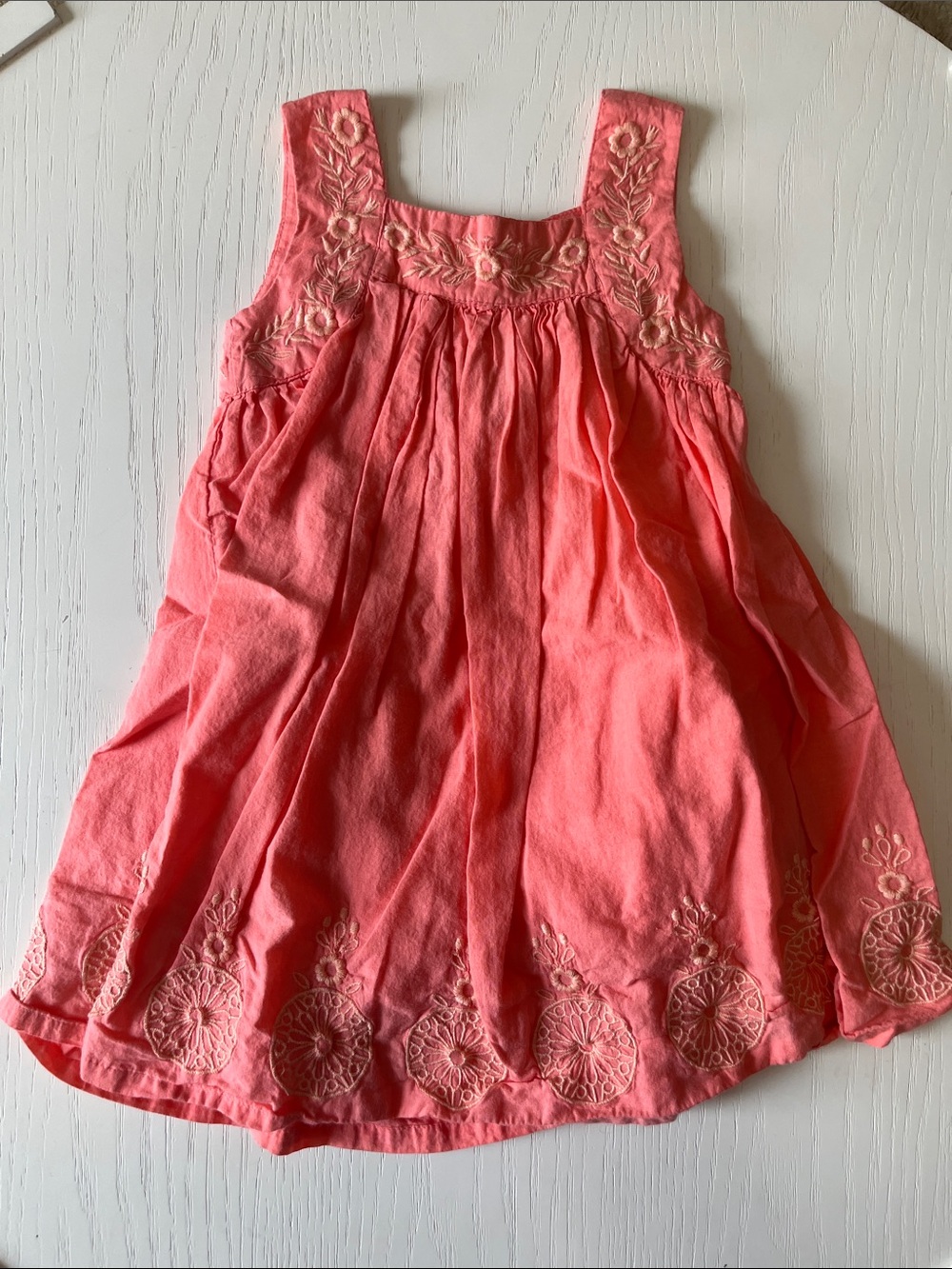 Girls Coral Embroidered Sundress